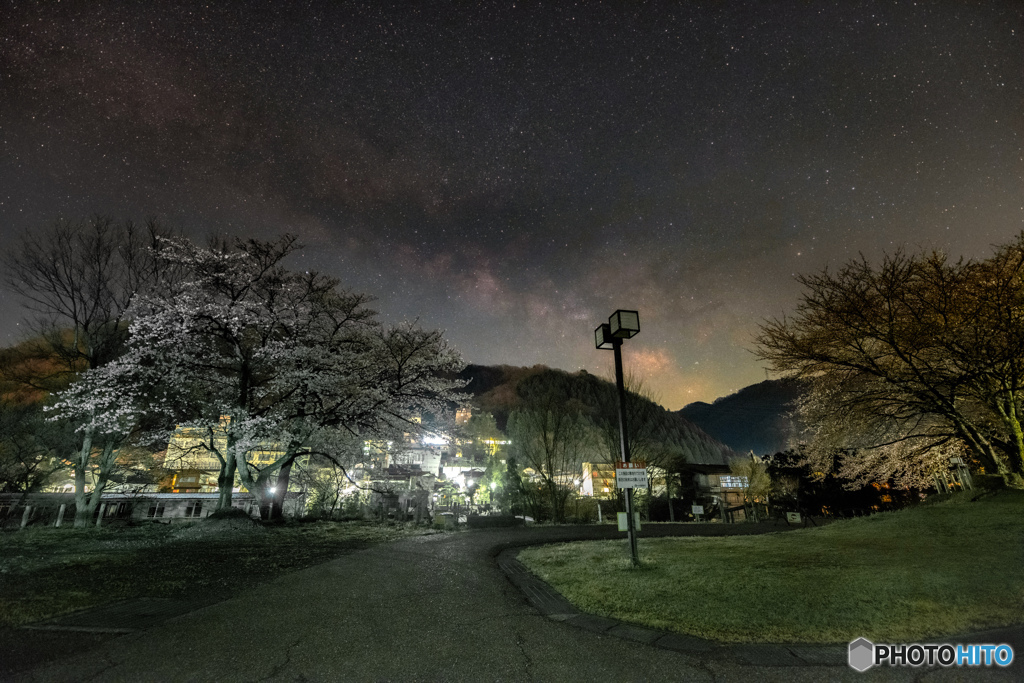 桜×天の川×山中温泉