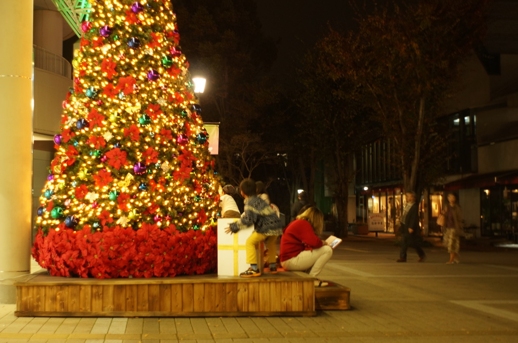 おっきなクリスマスツリーの下で