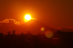 冨士と夕日