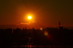 夕日と冨士