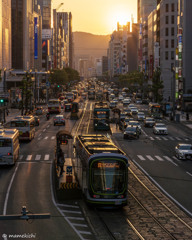 いつもの歩道橋から Evening な Hiroshima city view