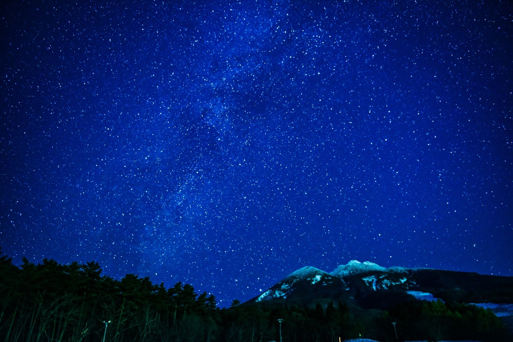 初めての夜撮！岩木山と星空★