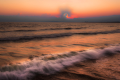 片瀬海岸夕映え