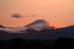 自宅より富士夕景