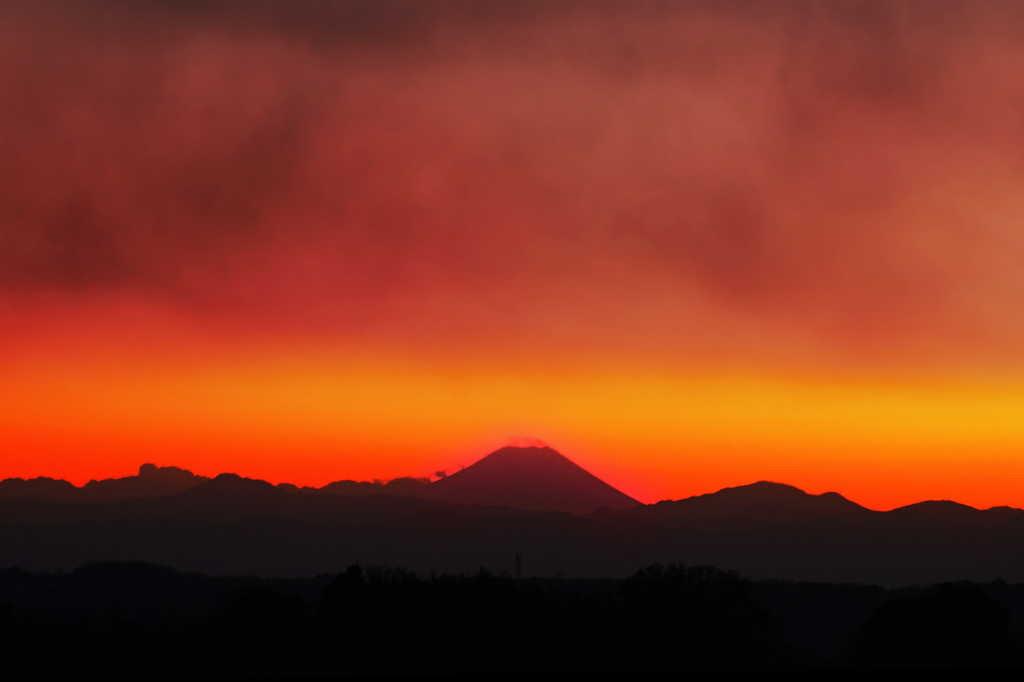 自宅より夕焼け富士