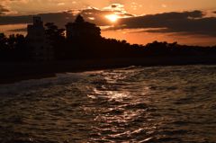 二見浦海岸の夕日