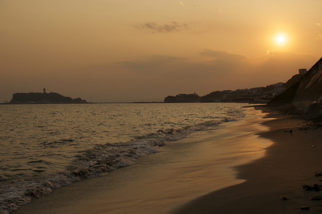 七里ヶ浜の夕日②