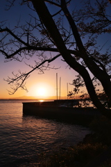 湖の夕日