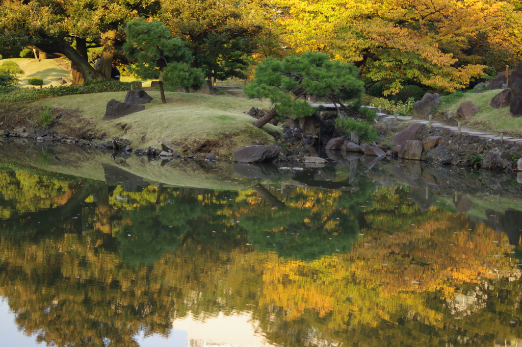 池の中も紅葉