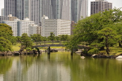 ビルと池と橋　旧浜離宮庭園