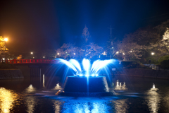 夜桜と噴水花火 4