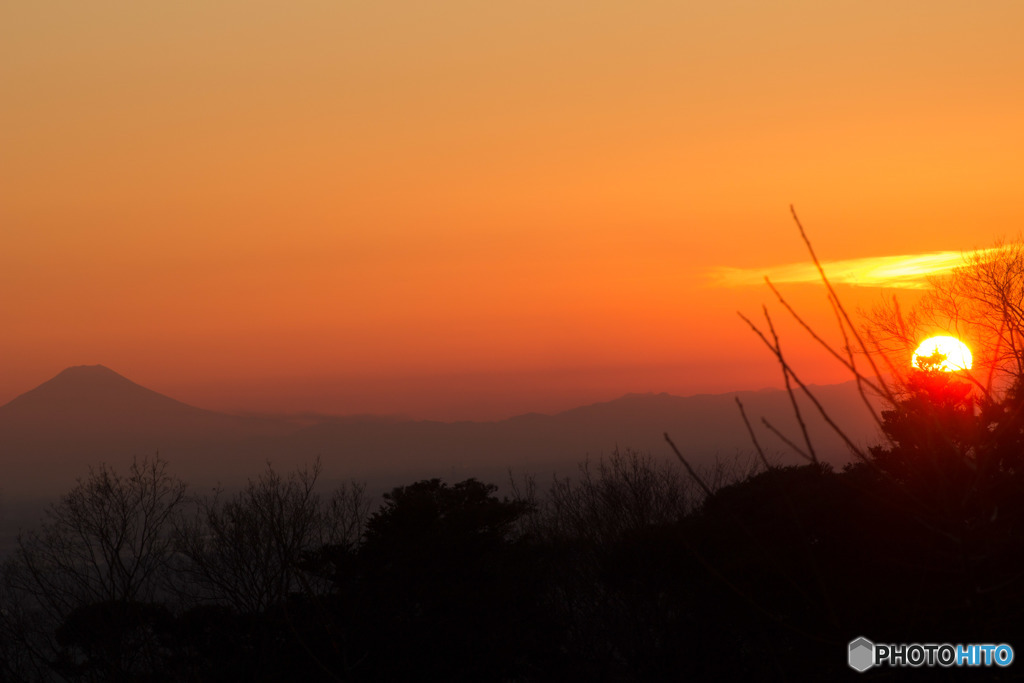 夕焼け富士筑波山より3