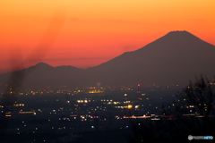 夕焼け富士筑波山より