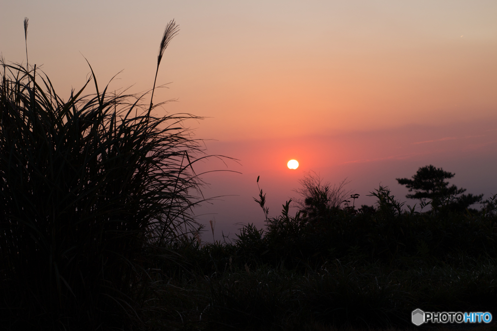 筑波山からの夕陽