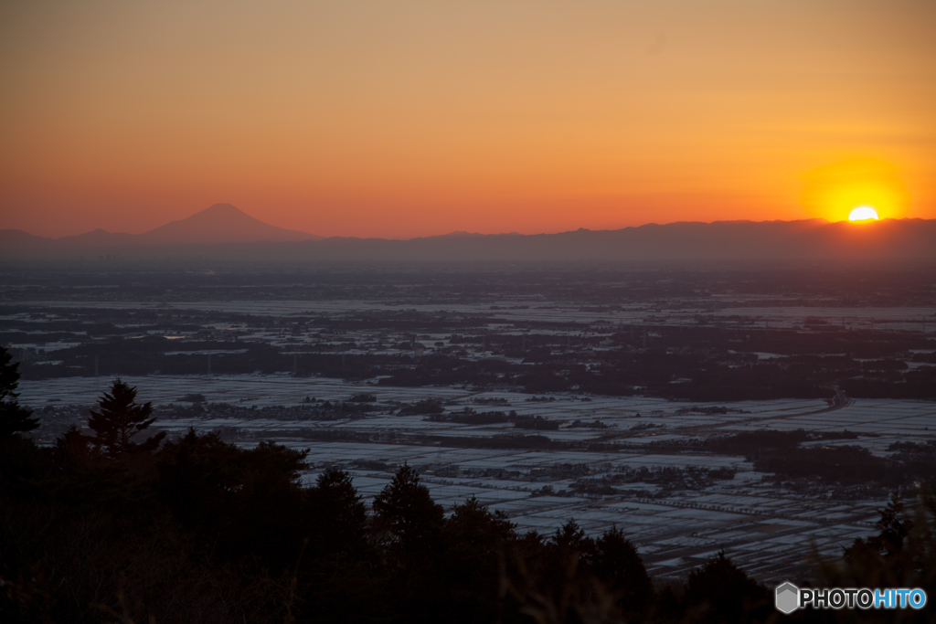 新年初富士山夕景