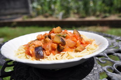 トマトとナスとツナのスパゲティー