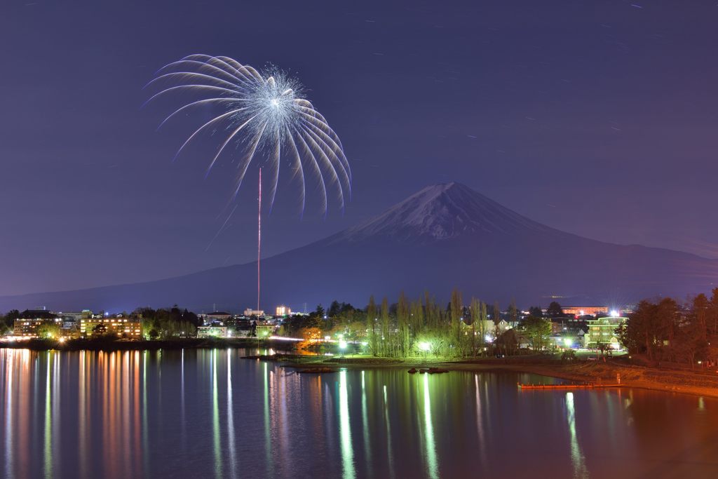 河口湖冬花火8
