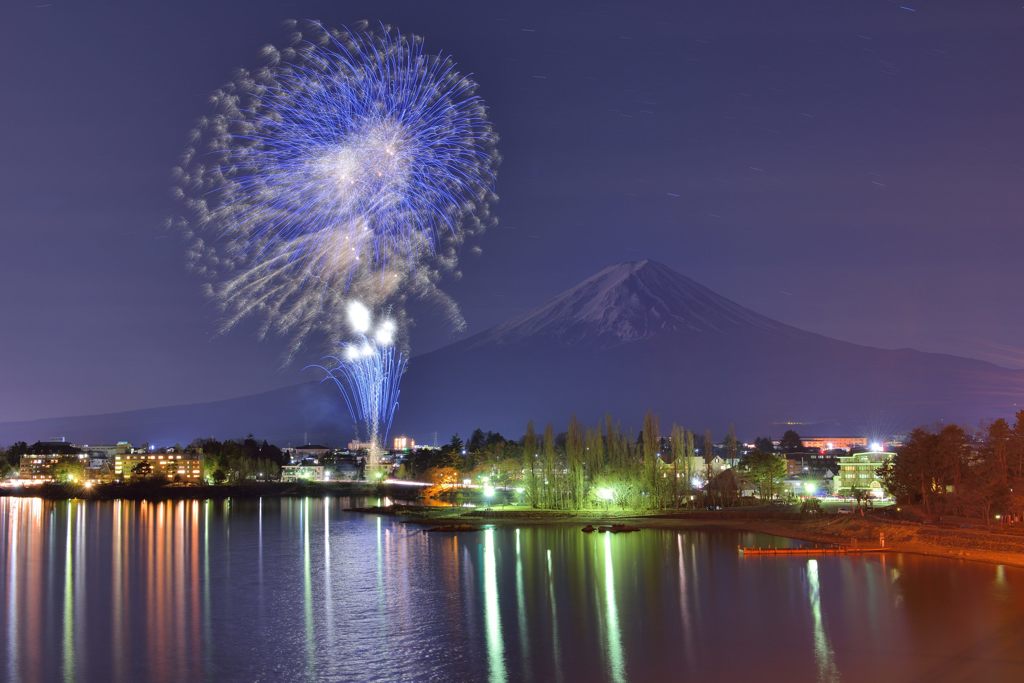河口湖冬花火1