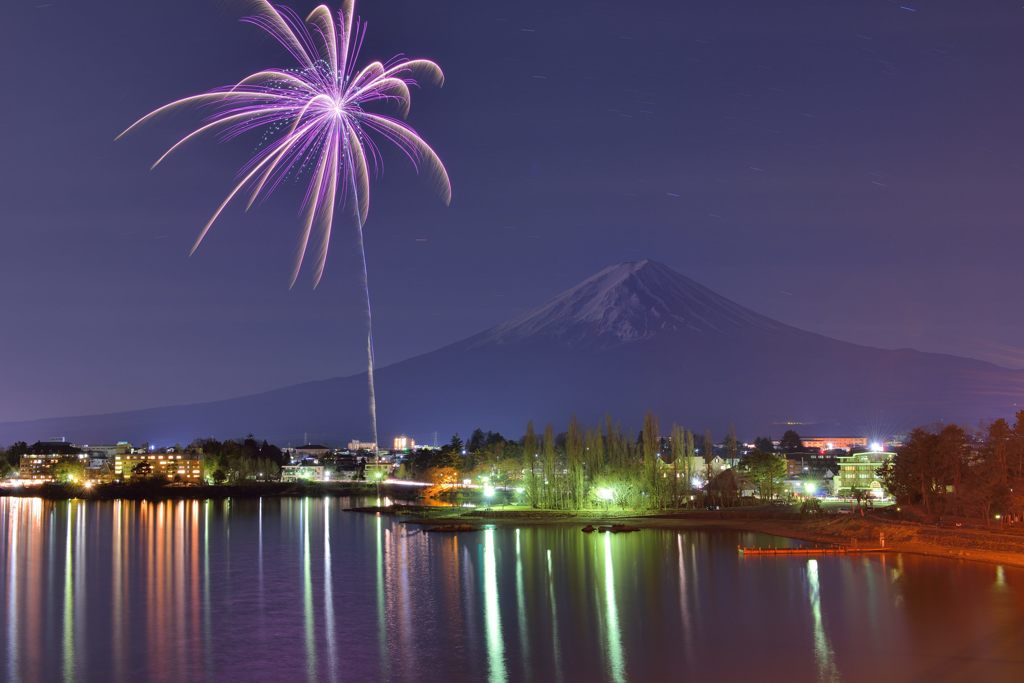 河口湖冬花火10