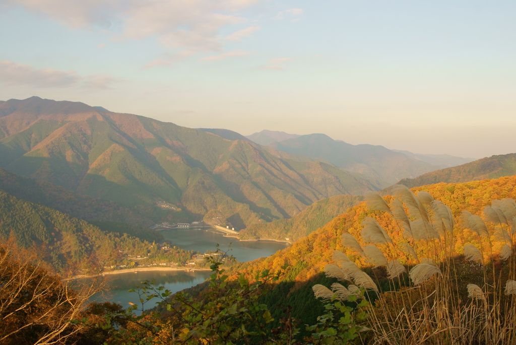 秋に染まりし、奥多摩湖