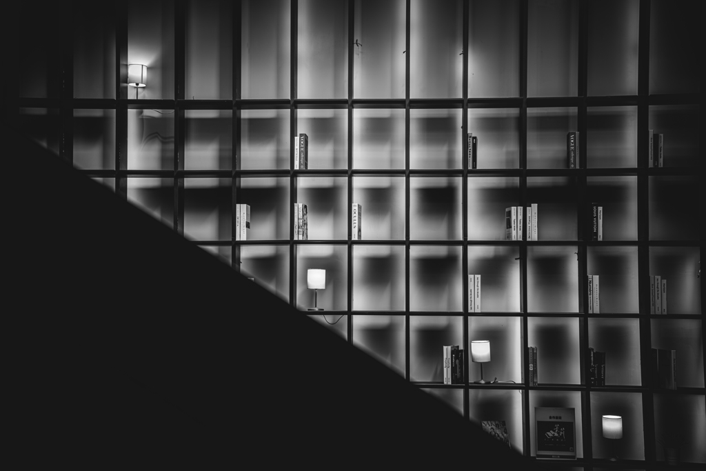 エスカレーター越し