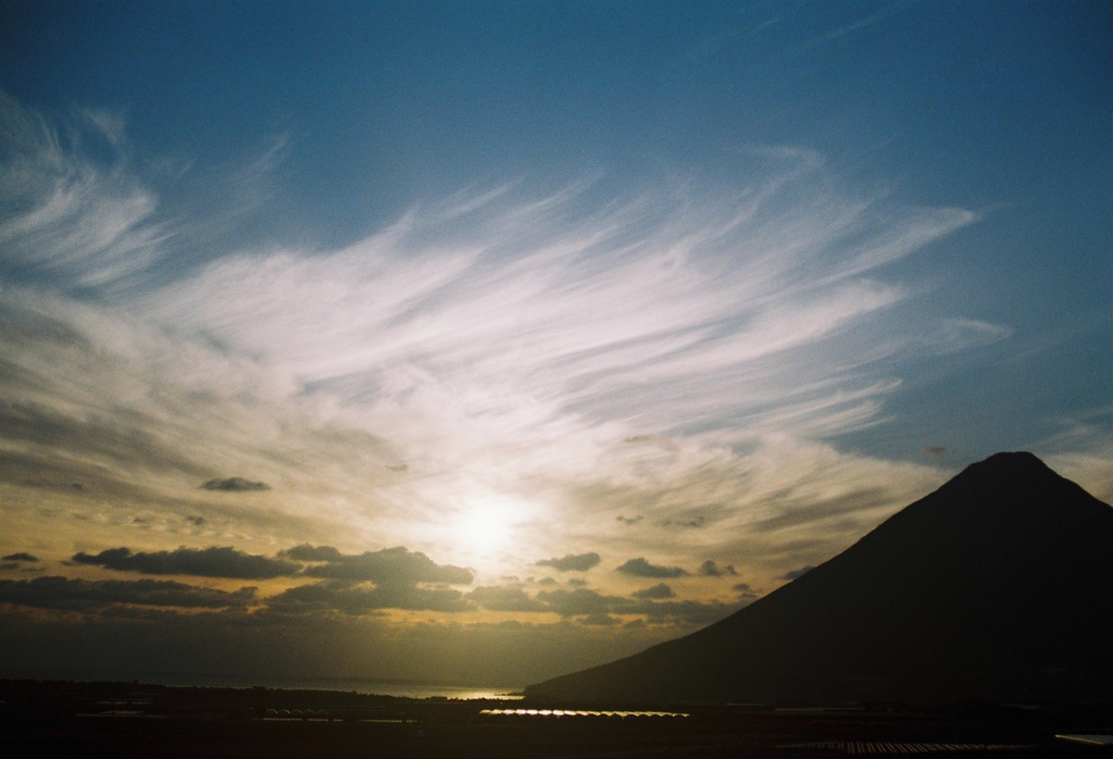 開聞岳の夕日