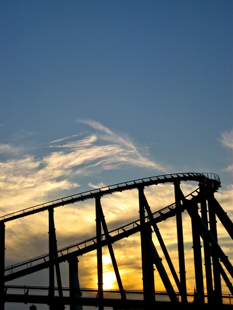  roller coaster with sunset