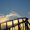  roller coaster with sunset