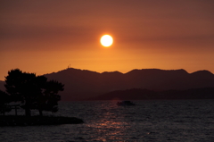 宍道湖　夕日