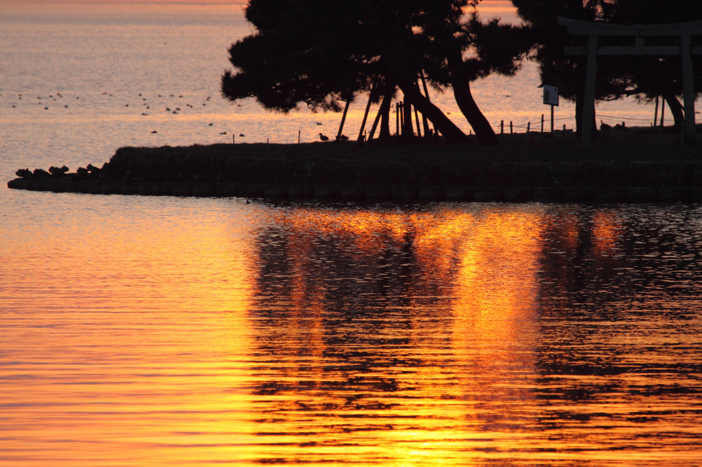 宍道湖の夕景　２月２４日