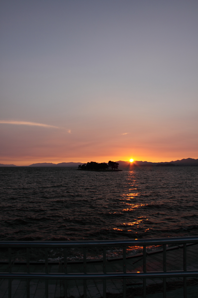 宍道湖　夕日