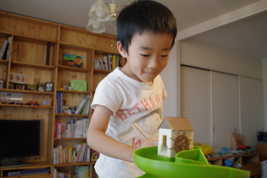 流しそうめん３　弟、楽しい！