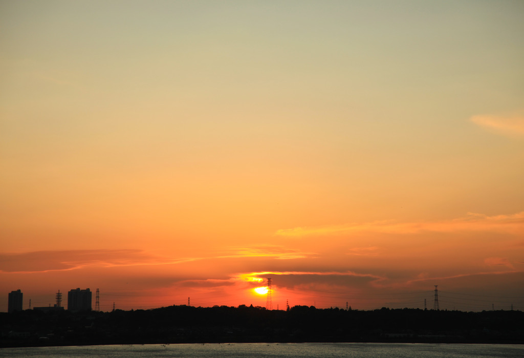 印旛沼の夕日２