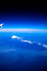 飛行機からの富士山
