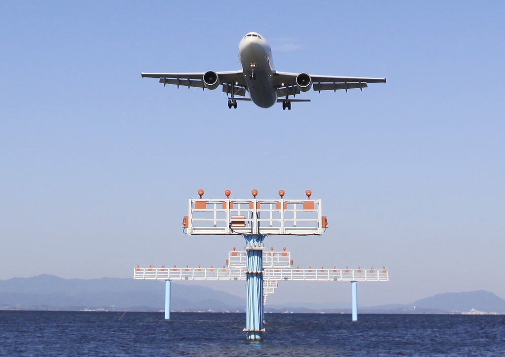 JAL A300-600Rと誘導灯