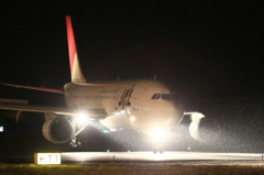 小雨の中のJAL A300-600R