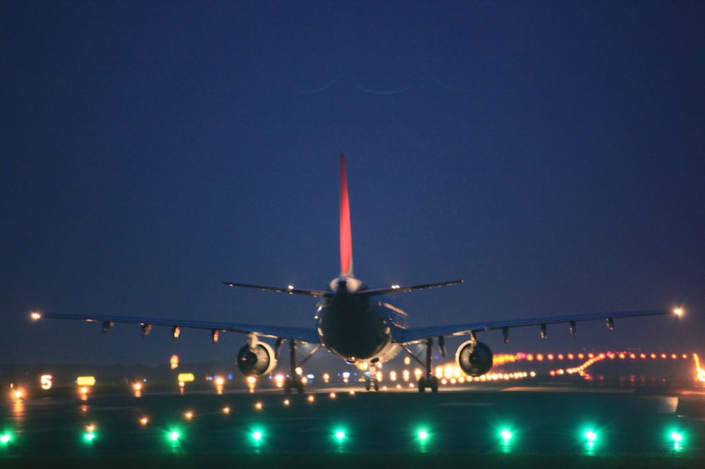 JAL  A300-600R 夜のタキシング