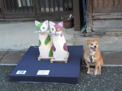 美濃和紙あかりアート展　「ネコ」＋犬