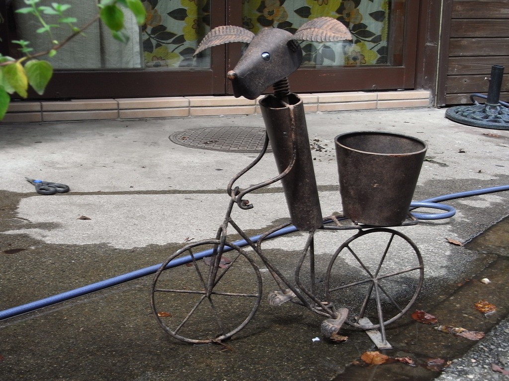 自転車に乗ったブタ