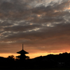 仏塔のある風景_法起寺の夕焼け