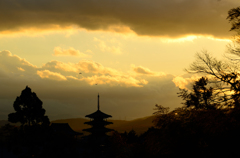 法隆寺夕景