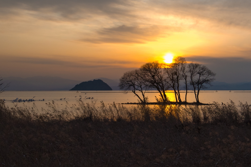 琵琶湖夕日