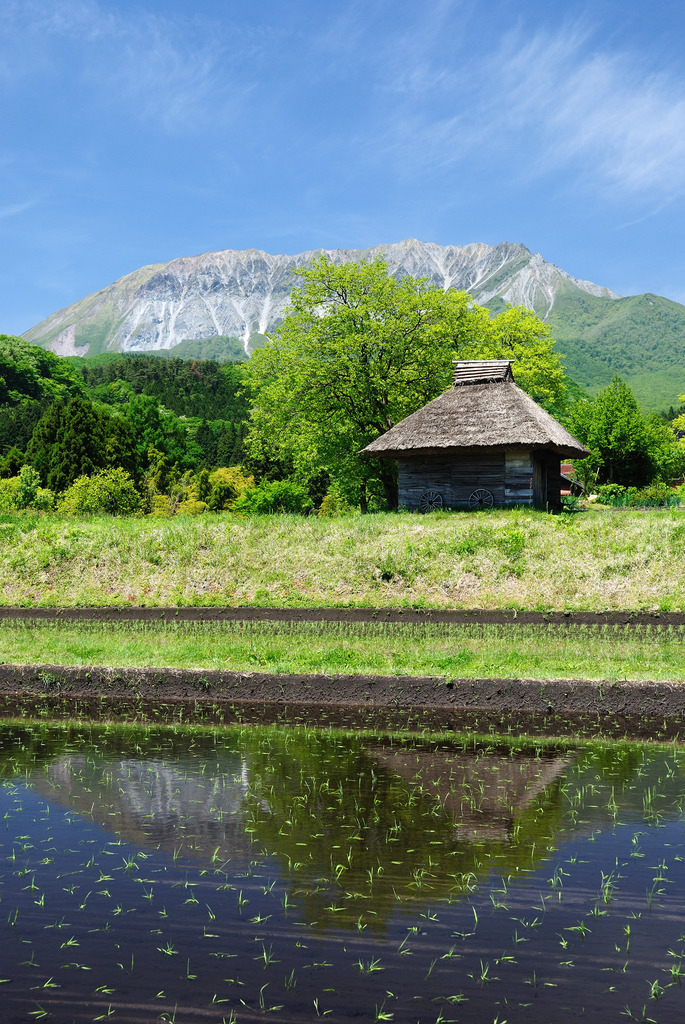 御机　茅葺き小屋