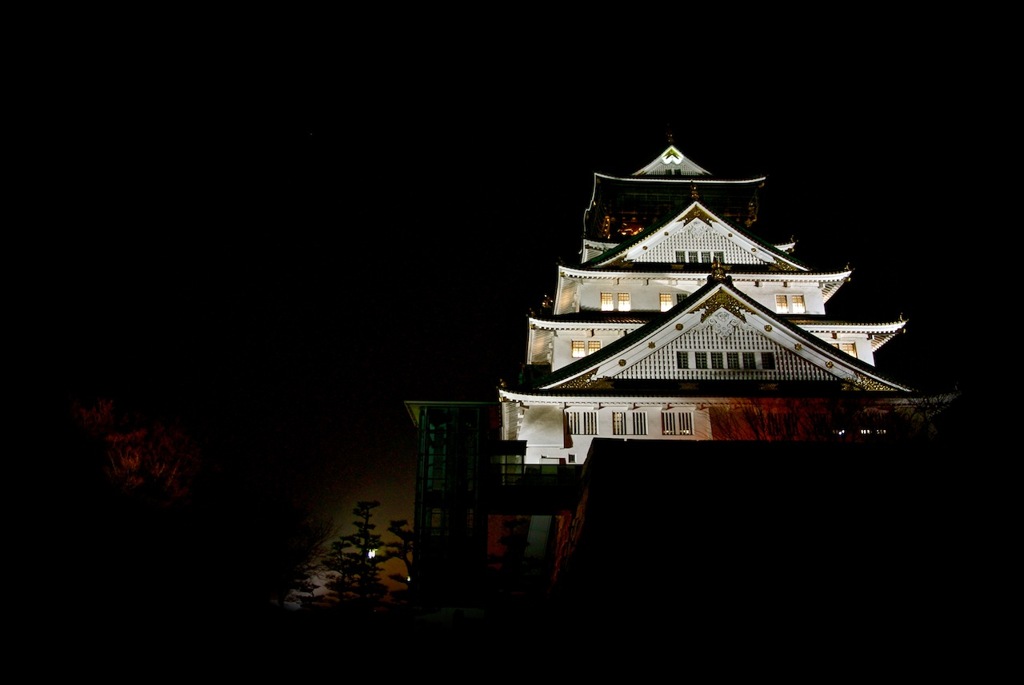 闇夜に浮かぶ大阪城