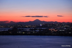 富士に夕焼け