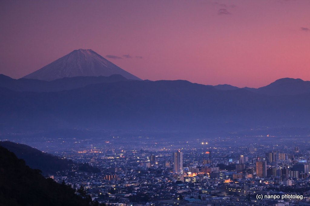 甲府盆地の夕日