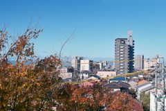 町の中心部遠望風景