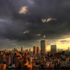 夕暮れ時の雨上がり