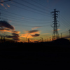 送電線と夕焼け