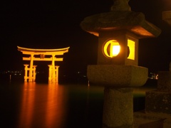 夜の宮島にて